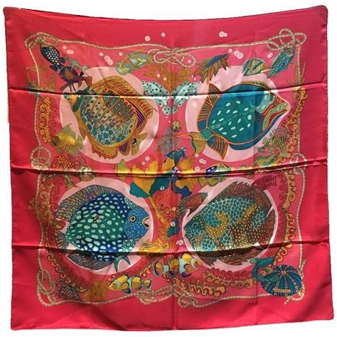 hermes pink fish silk scarf|authentic hermes silk scarf.